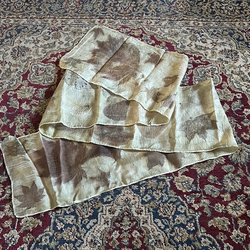 Whimsigoth Witchy Hippie Cottagecore Pressed Leaves Leaf Print Scarf 🧣🍁